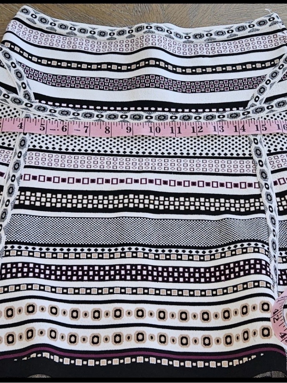 Diane von Furstenberg DVF geometric stripe A-line rayon skirt black white purple - Picture 10 of 11